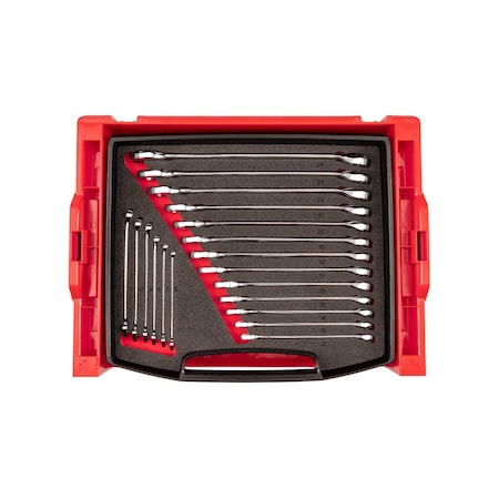 Tekton Combination Wrench Set with Open Top Drawer and Rack, 19-Piece (6-24 mm) OLB94202